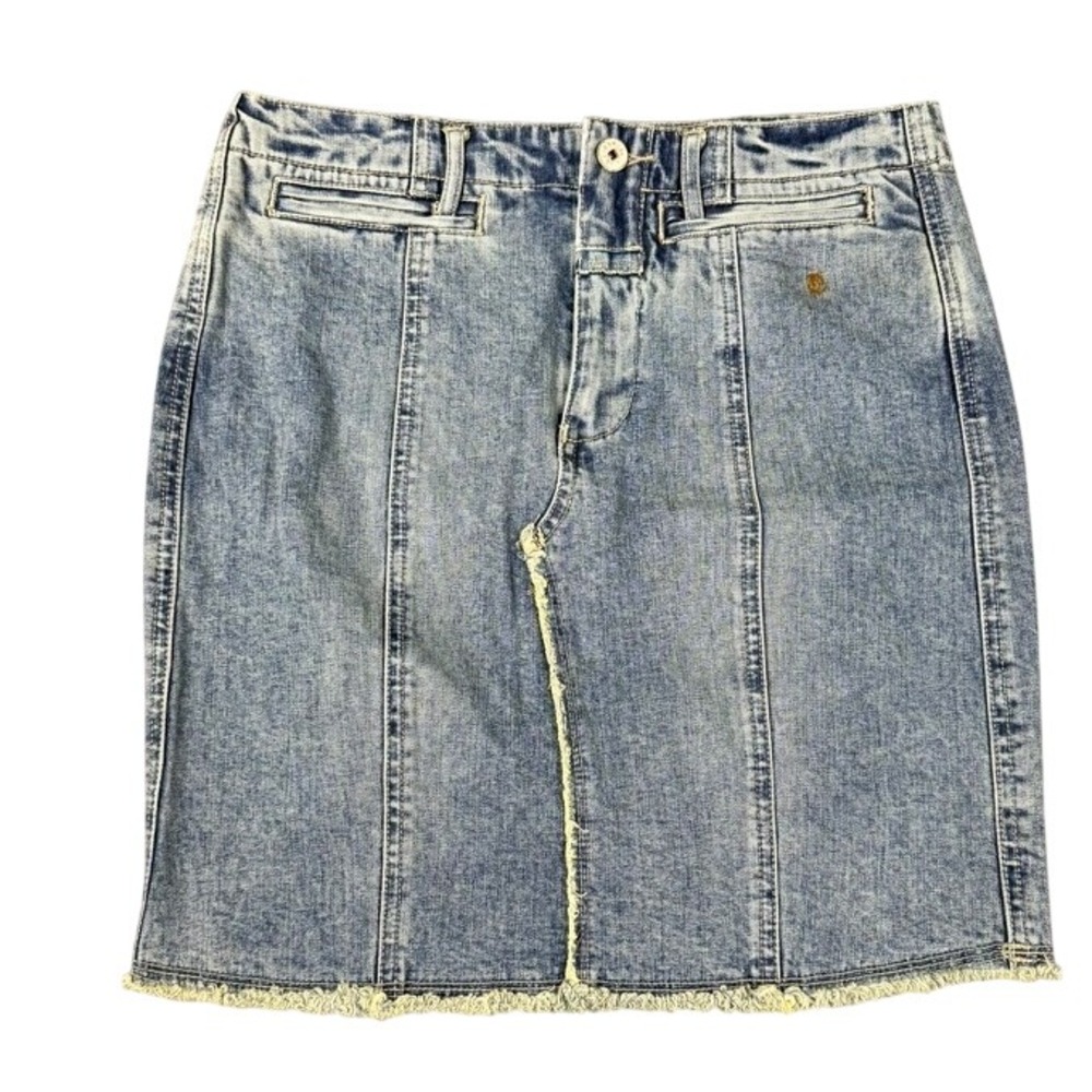 VTG Marithe Francois Girbaud Denim Mini Skirt Short Knee Raw Hem Size 26 NWT